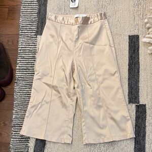 Cream Wide-Leg Crop Pants by Jonathan Simkhai